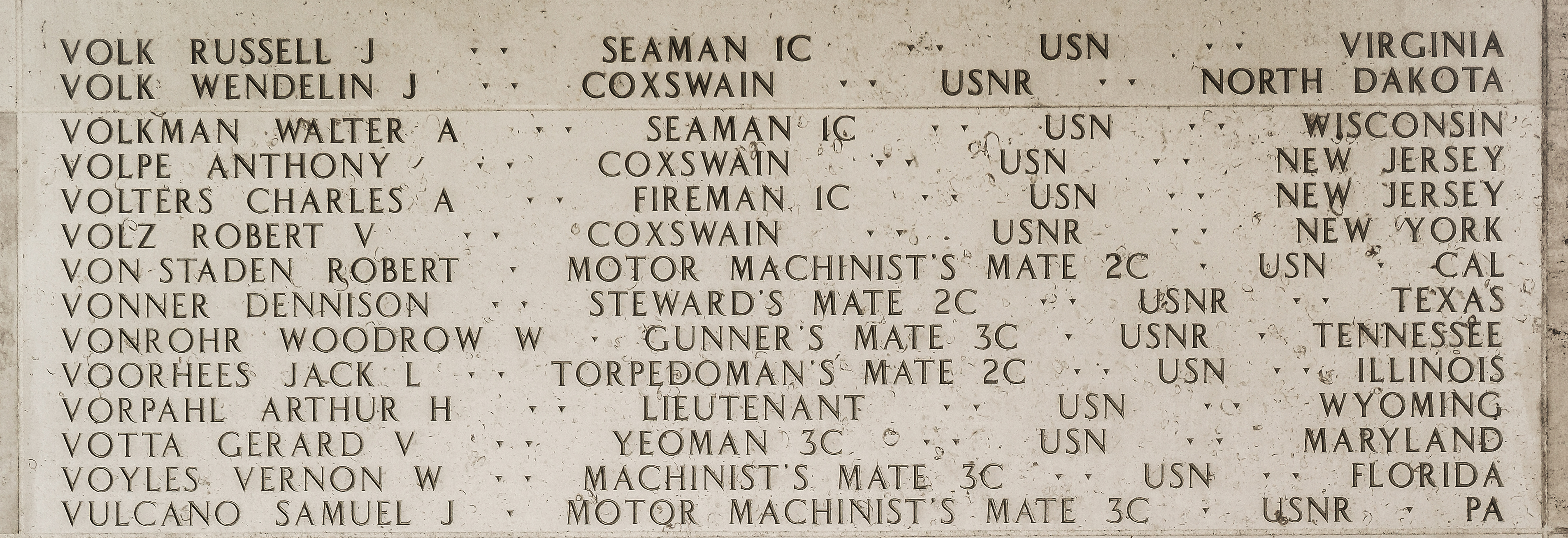 Samuel J. Vulcano, Motor Machinist's Mate Third Class